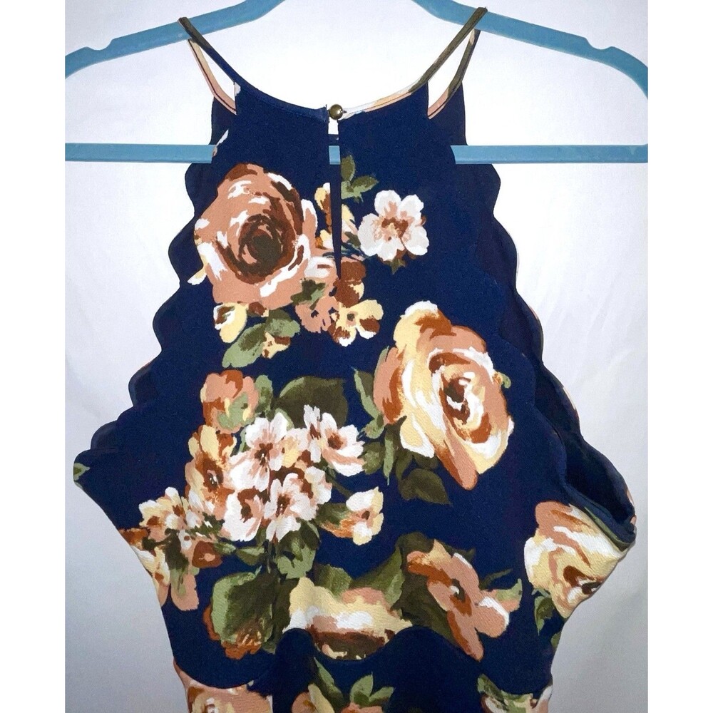 Altered State Dress Scalloped Navy Base With Floral Design Women’s Size Large - Picture 7 of 12